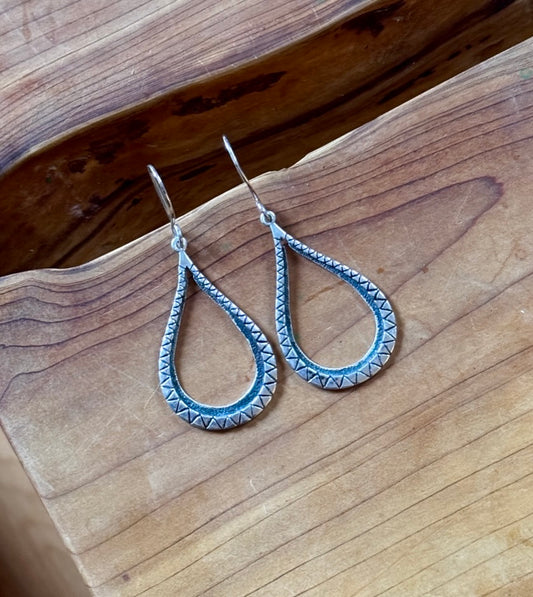 Open Silver Teardrop Earrings