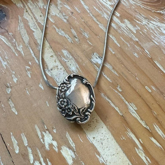 Vintage Sterling Silver Slide Pendant with a floral border