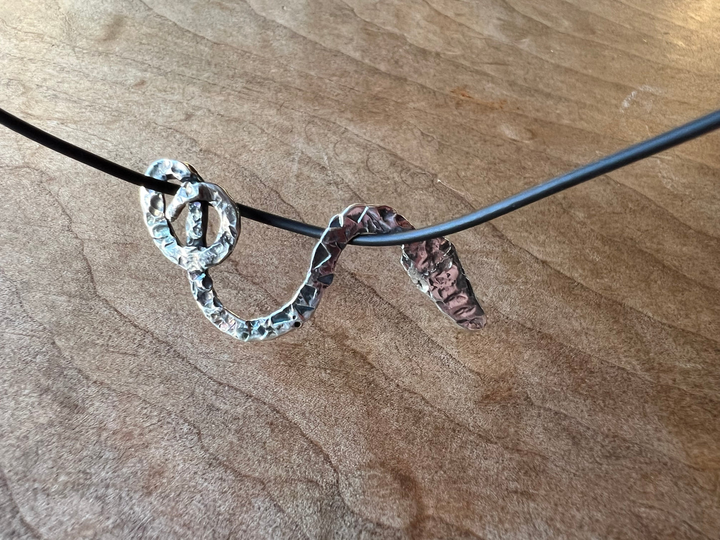 "Snake skin" Textured silver snake coiled pendant